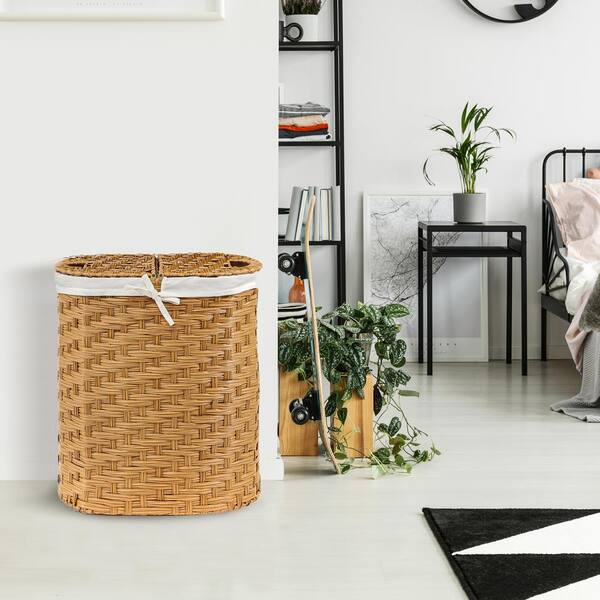 a set of Metal Frame Lid Storage Picnic Laundry Basket and Tissue Box 