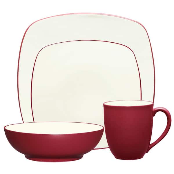 Noritake Colorwave Raspberry 4-Piece (Cherry) Stoneware Square Place Setting, Service for 1