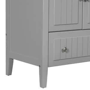 36 in. W x 18 in. D x 32 in. H Bath Vanity in Grey with Ceramic White Top and and Soft Close Drawer