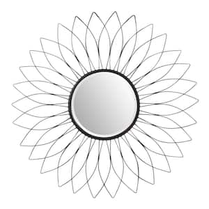 Medium Sunburst Black Beveled Glass Classic Accent Mirror (38 in. Diameter)