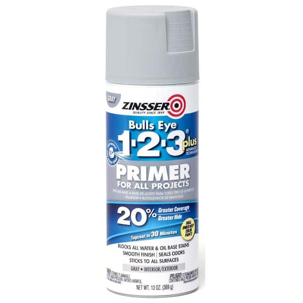 Zinsser Bulls Eye 1-2-3 Plus 13 oz. Gray Interior/Exterior Primer Spray (6-Pack)