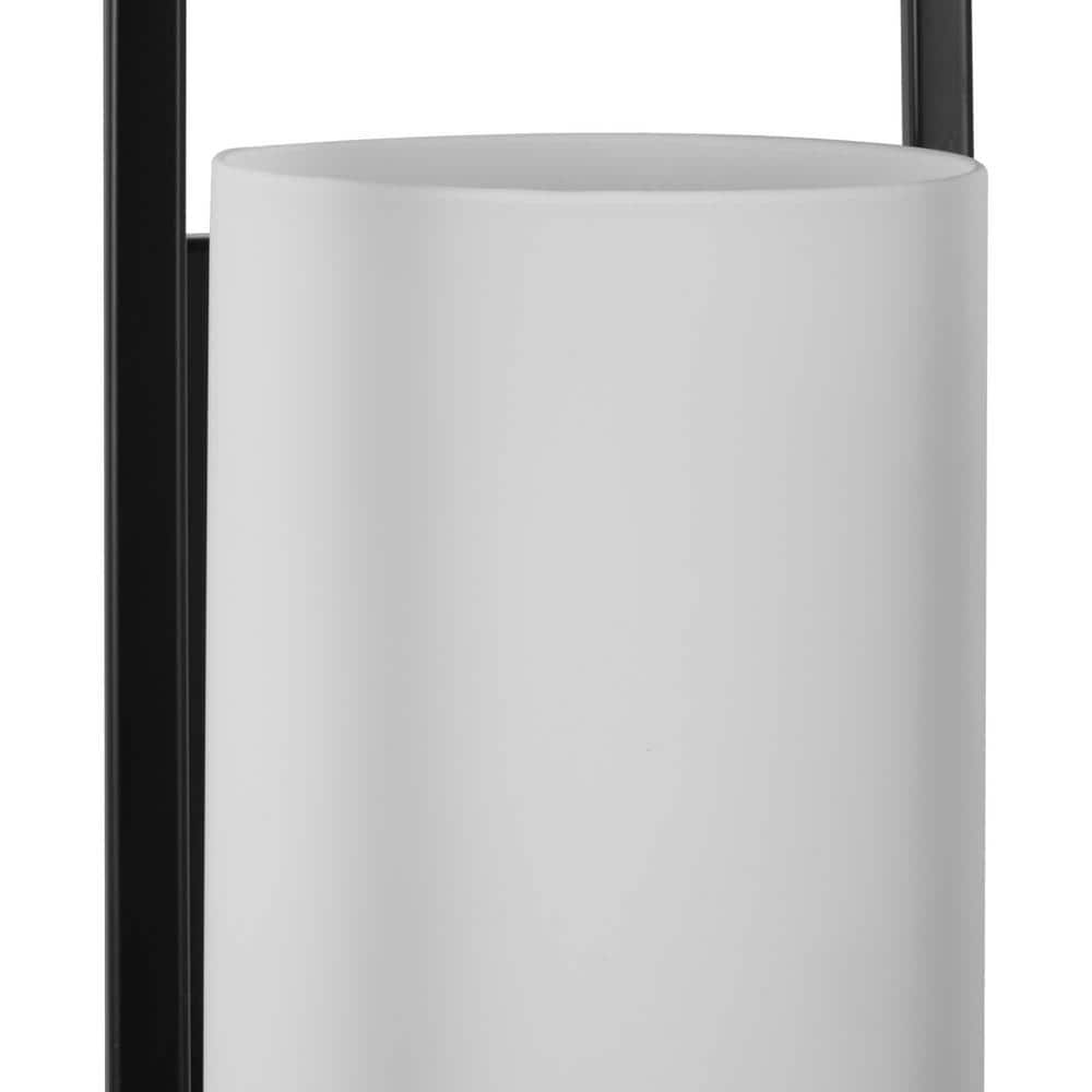 Matte Black Steel Wall Sconce with Opal Glass Shade