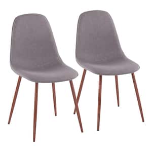 Pebble Charcoal Fabric and Walnut Metal Dining Chair (Set of 2)