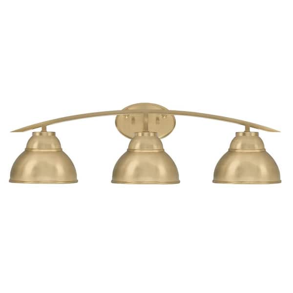 Unbranded Siena 29 in. 3-Light Vanity Light New Age Brass with Brass Metal Shades