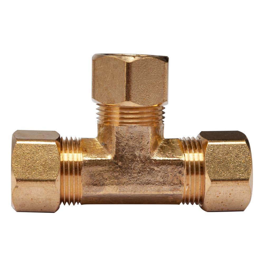 LTWFITTING 5/8 in. O.D. Comp Brass Compression Tee Fitting (3-Pack ...