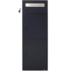 Black Outdoor Freestanding Large Parcel Mail Drop Box Garden Statues with Locking Letterbox and Multi Compartments