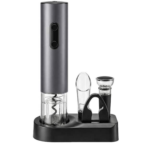4-in-1 Electric Wine Opener Set with Foil Cutter, Pourer, Stopper and Base