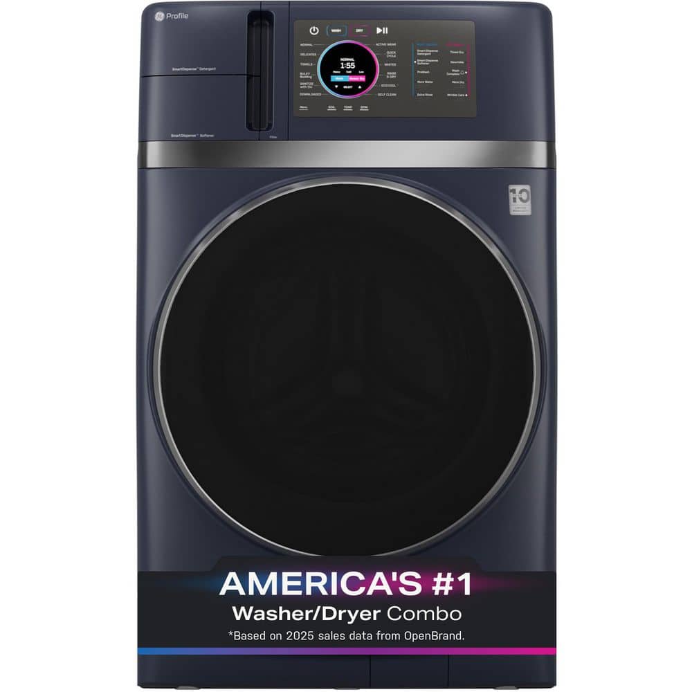 Profile 4.8 cu. ft. Smart UltraFast Electric Washer Dryer Combo in Sapphire Blue with Ventless Heat Pump Technology