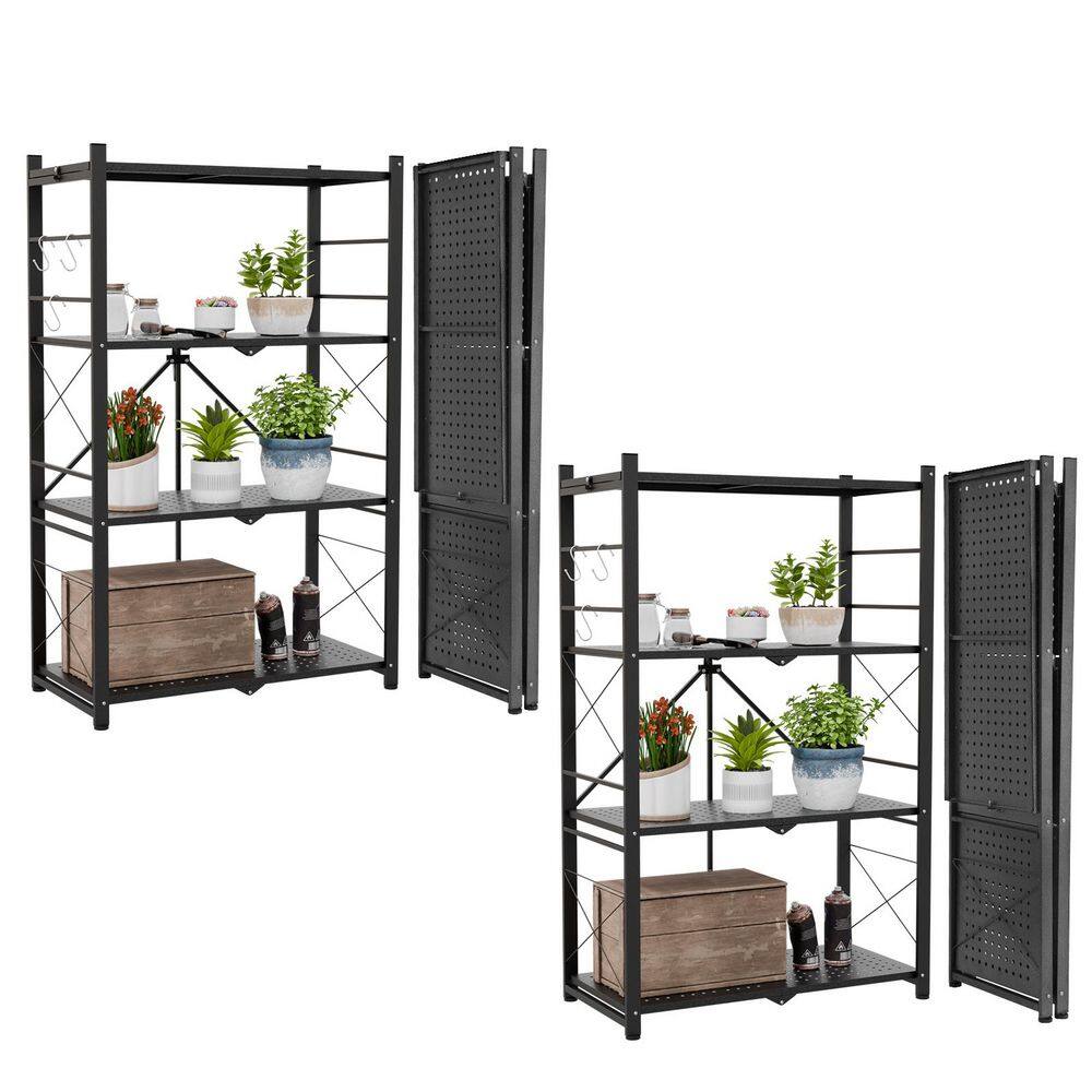 28 in. W x 14.6 in. D x 44.3 in. H 4-Tier Foldable Greenhouse Shelf 2-Pack, Foldable Metal Rack Storage Shelving Unit price history on PriceWatchPro