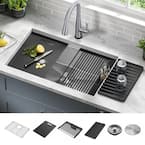 Rivet 16 Gauge Stainless Steel 30 in. Single Bowl Undermount Workstation Kitchen Sink with Accessories
