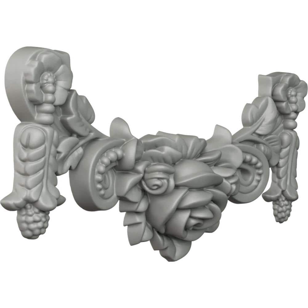 Primed White Polyurethane Rose Swag Onlay Applique