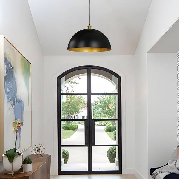 ASHUAQI 18 Inch Black Dome Pendant Light, Modern Farmhouse Pendant Light, Large Pendant Lamp For