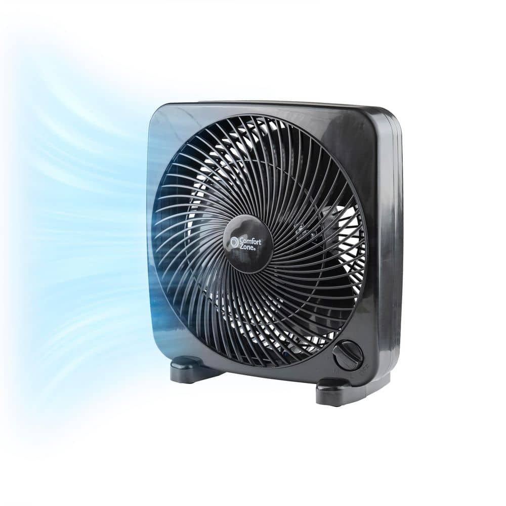 Comfort Zone 9 in. Black Box Fan with 3-Speed Front Control