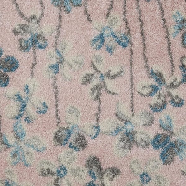 2 ft. x 7 ft. Blue Floral Washable Area Rug Runner Rug