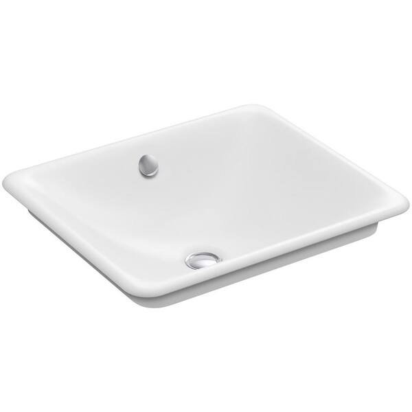 Kohler Iron Plains Vessel Cast Bathroom Sink In White With Painted Underside And Overflow K 5400 W 0 - Plain White Bathroom Sink