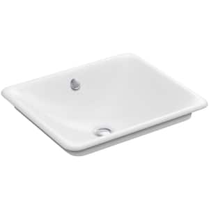 Iron Plains 18" Square Drop-in/Undermount Cast Iron Bathroom Sink in White with White Painted Underside