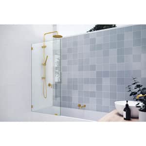 31.5 in. W x 58.25 in. H Fixed Panel Frameless Shower Bath