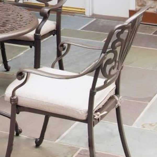 Capri Taupe Tan Brown Stationary Outdoor Arm Chairs with Natural Tan Cushions (Set of 2)
