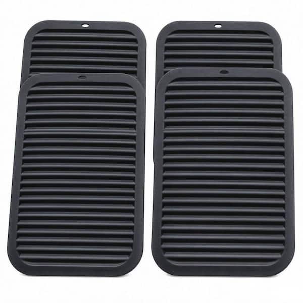 Black Heat-Resistant Silicone Trivet Mats for Kitchen Countertops, Set of 4