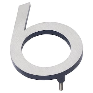 12 in. Satin Nickel/Navy 2-Tone Aluminum Floating or Flat Modern House Numbers 0-9 - 6