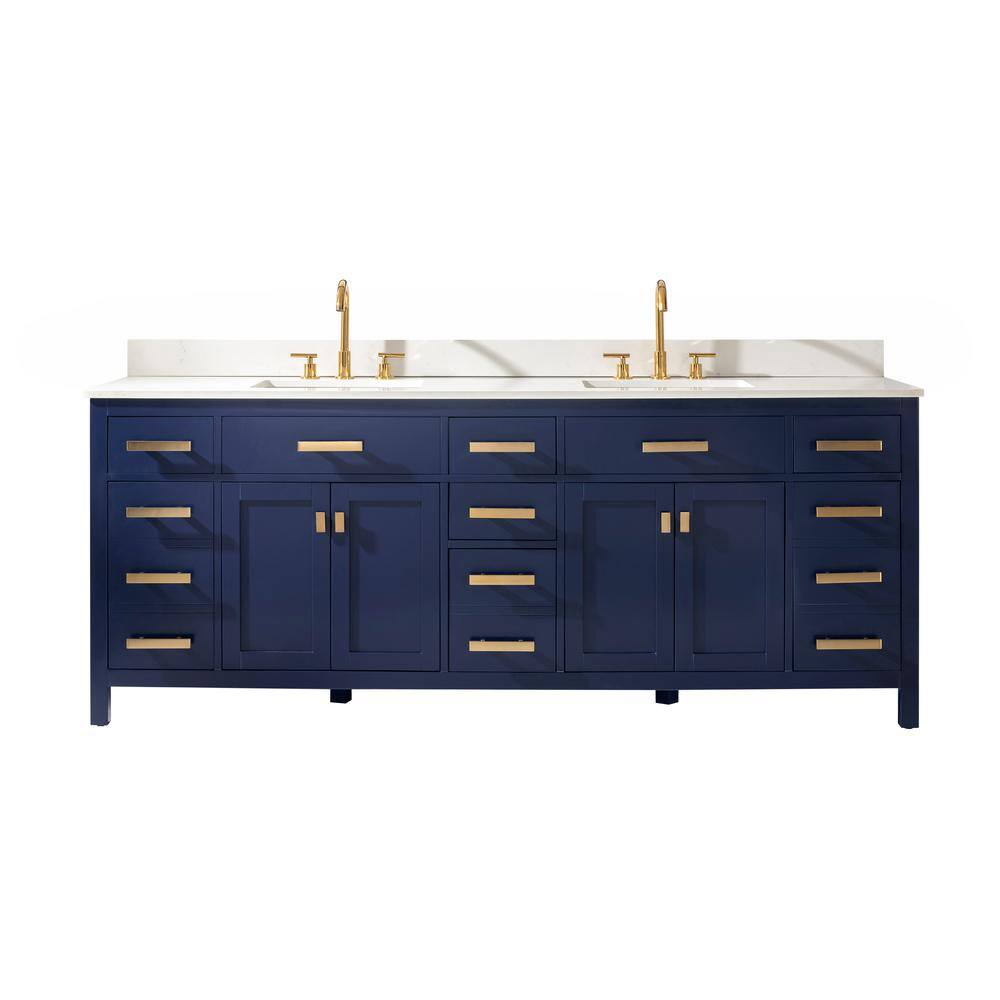 Valentino 84" Blue Double Vanity with Quartz Countertop