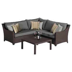 Deco 4-Piece Wicker Outdoor Sectional Set with Sunbrella Charcoal Gray Cushions