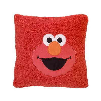 Elmo Red Super Soft Sherpa Toddler 15 in. x 15 in. Throw Pillow with Applique