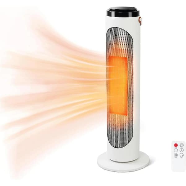 Elexnux 1500-Watt PTC Fast Heating Oscillating Space Heater with Thermostat and Remote, 24-Hour Timer