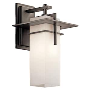 Caterham 14.75 in. 1-Light Olde Bronze Outdoor Hardwired Wall Lantern Sconce with No Bulbs Included (1-Pack)