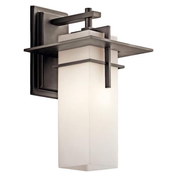 KICHLER Caterham 14.75 in. 1-Light Olde Bronze Outdoor Hardwired Wall Lantern Sconce with No Bulbs Included (1-Pack)