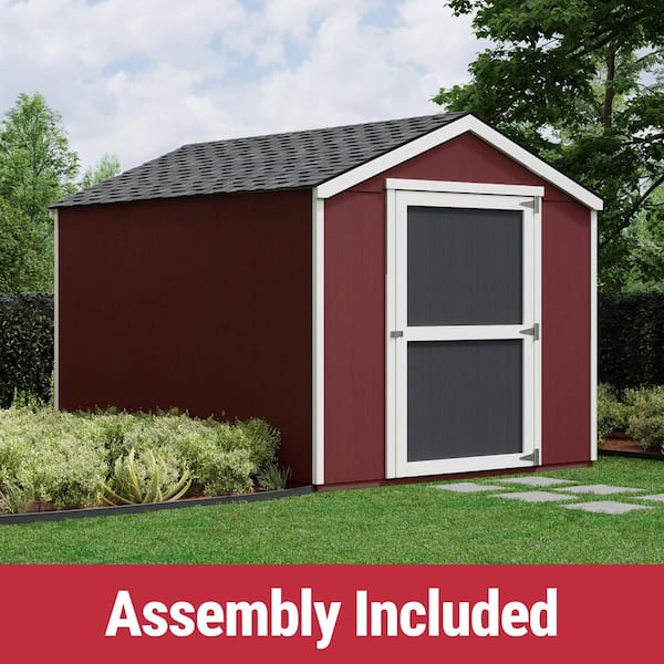Handy Home Products Professionally Assembled Madera 8 ft. W x 12 ft. D Wood Garden Shed Storage with Floor - Driftwood Shingles (96 sq. ft.)