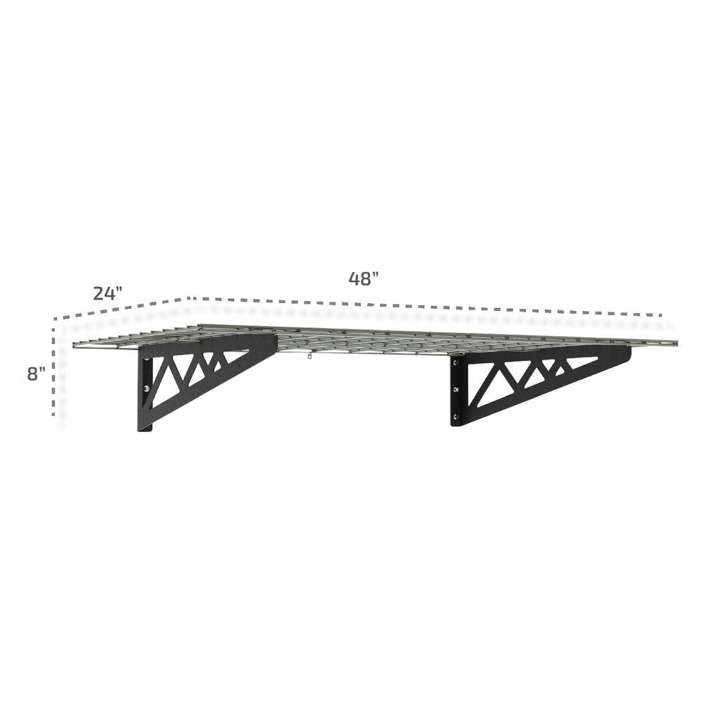 Hammertone Steel 24" x 48" Garage Wall Shelves with Hooks