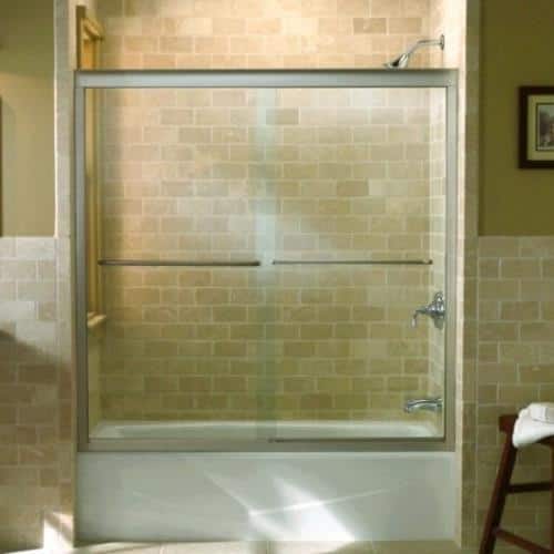 60" Polished Chrome Semi-Frameless Sliding Shower Door