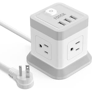 5 ft. 16/3 Light Duty Indoor/Outdoor Power Strip Extension Cord with 4 Outlets and 3 USB Ports in White