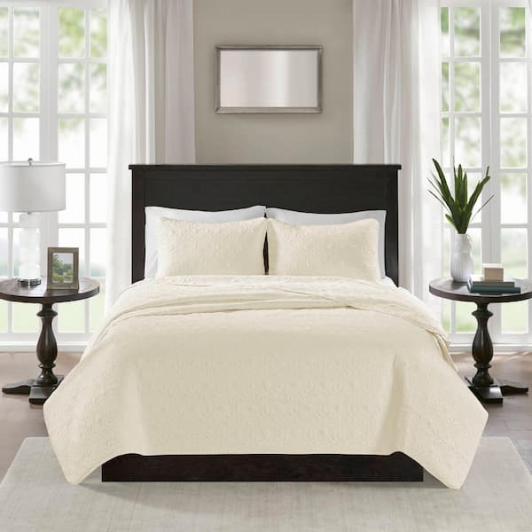 Madison Park Mansfield 3-Piece Cream Full/Queen Coverlet Set