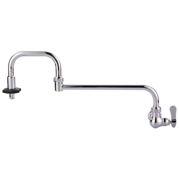 Single-Handle Wall Mounted Folding Commercial Standard Kitchen Faucet with Insulated Switch in Polished Chrome