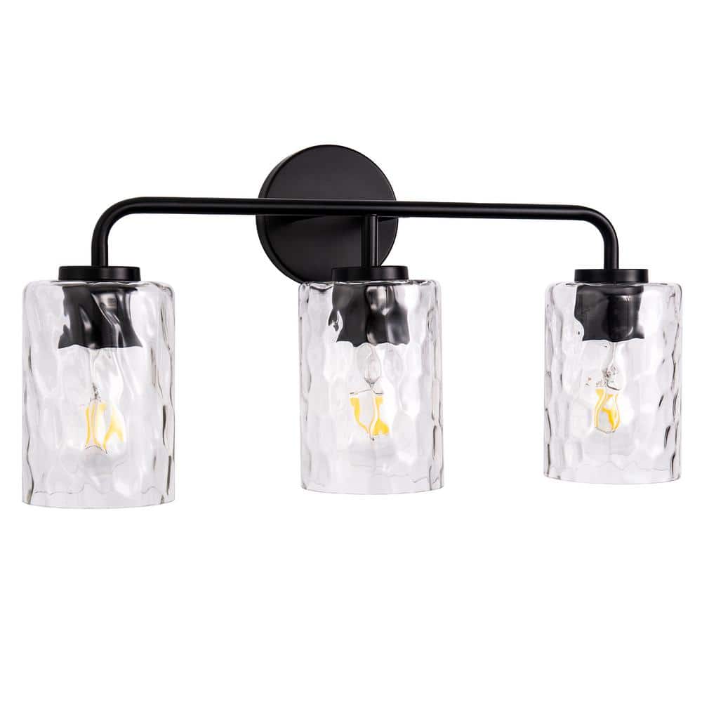21 in. 3-Light Matte Cylinder Black Vanity Light with Clear Glass Shade for Bathroom Multi Mounting Positions price history on PriceWatchPro