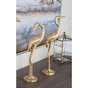 Gold Aluminum Flamingo Sculpture (Set of 2)