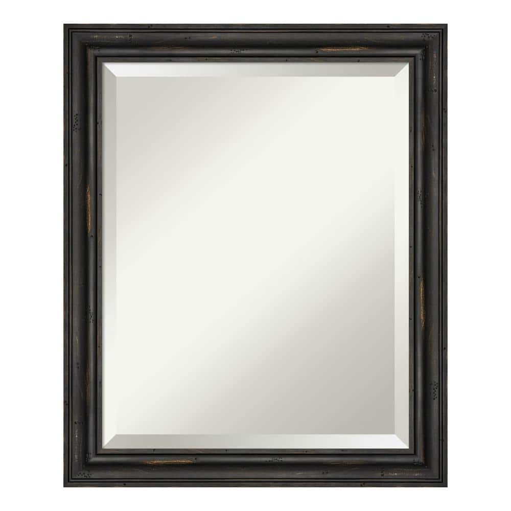 Rustic Black Pine Rectangular Beveled Bathroom Vanity Mirror