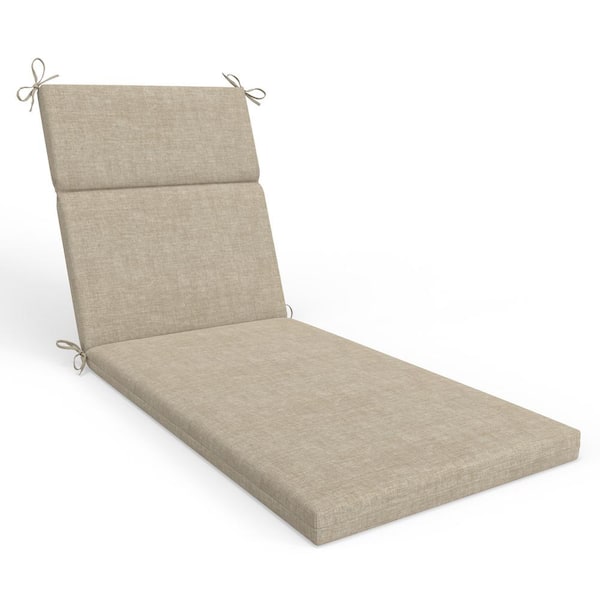 Pillow Perfect Solid Twill 21 in W x 3 in H Outdoor 1-Piece Split Back Chaise Lounge Cushion 1-Count in Splash Wheat