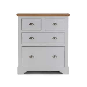 Alaska White 4 Drawer Solid Wood Dresser with a Pine Wood Top