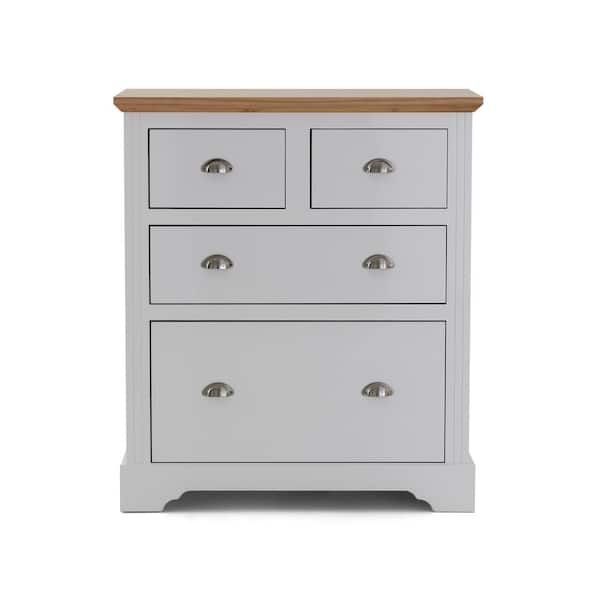 Herval Alaska White 4 Drawer Solid Wood Dresser with a Pine Wood Top
