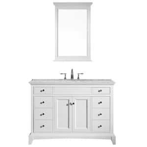 Elite Stamford 48 in. W x 24 in. D x 36 in. H Bath Vanity in White with White Carrara Marble Top with White Sink