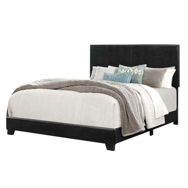 Black King Size Faux Leather Bed, Black Leather King Size Sleigh Bed