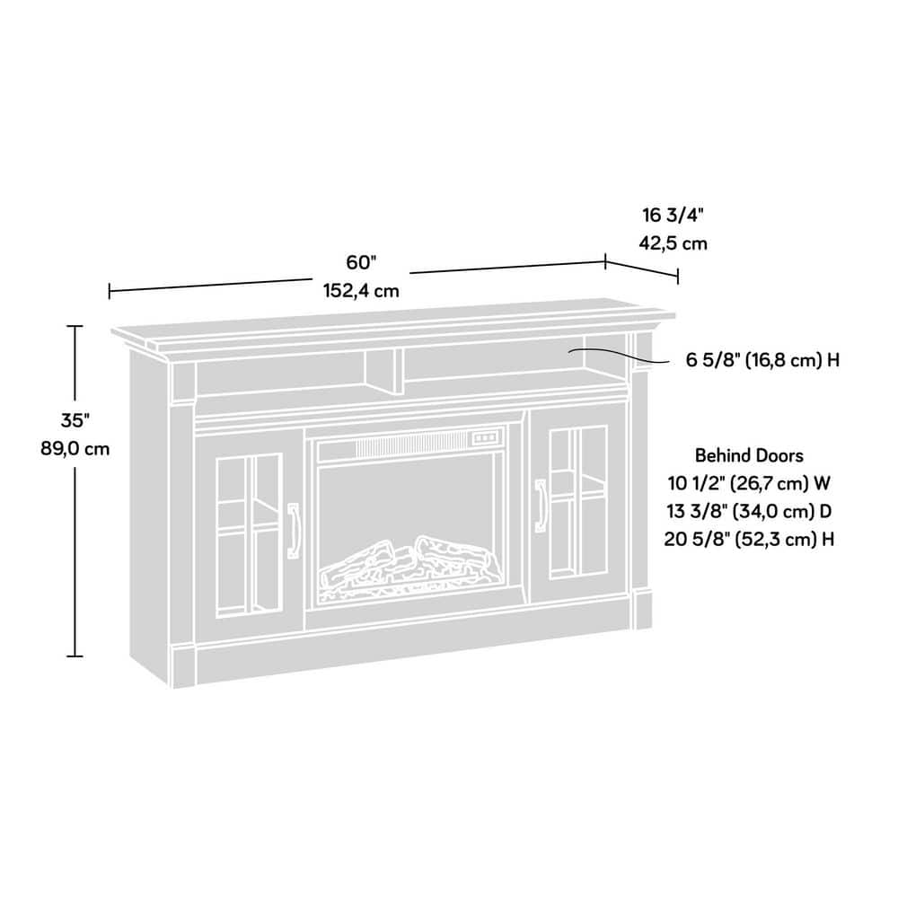 Chalk Oak 60" Fireplace TV Credenza with Glass Doors