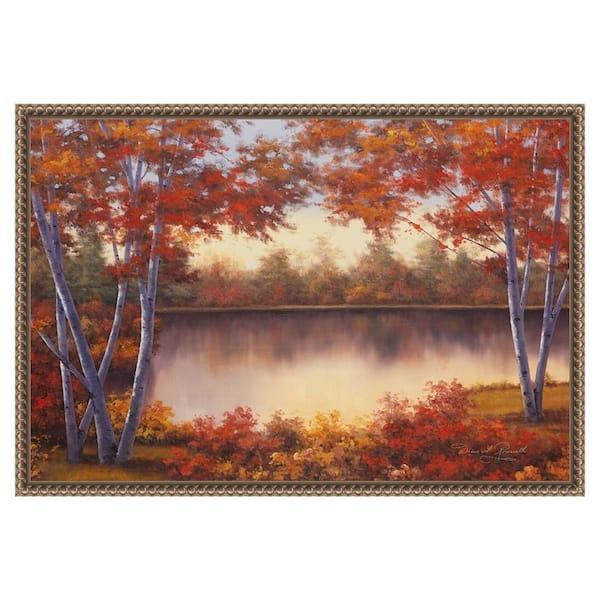 Amanti Art "Red and Gold" by Diane Romanello 1-Piece Floater Frame Giclee Nature Canvas Art Print 16 in. x 23 in.