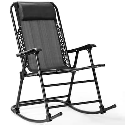 Costway Blue Metal Folding Zero Gravity, Outdoor Rocker Chair Folding