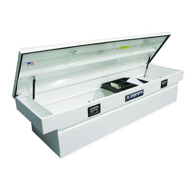 72 in. White Steel Full Size Crossbed Truck Tool Box with mounting hardware and keys included
