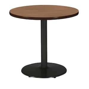 Mode 30 in. Round Cherry Wood Laminate Dining Table with Black Round Steel Frame (Seats 2)