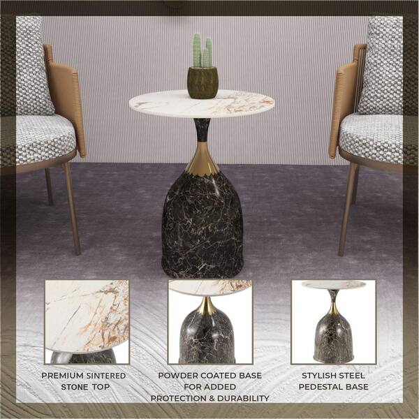 Leisuremod Sintered Stone Side Table Modern Accent Table with